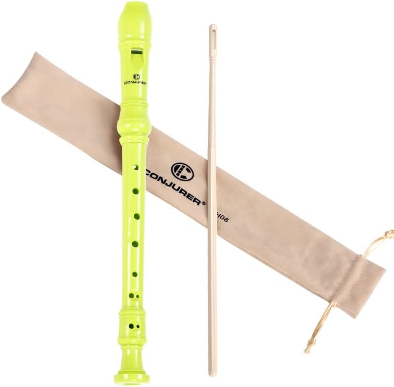 CONJURER Soprano Recorder Instrument for Student - German Fingering 8 Hole Flute ABS Descant Recorders for Beginners with Cleaning Rod and Bag, Green - Image 1